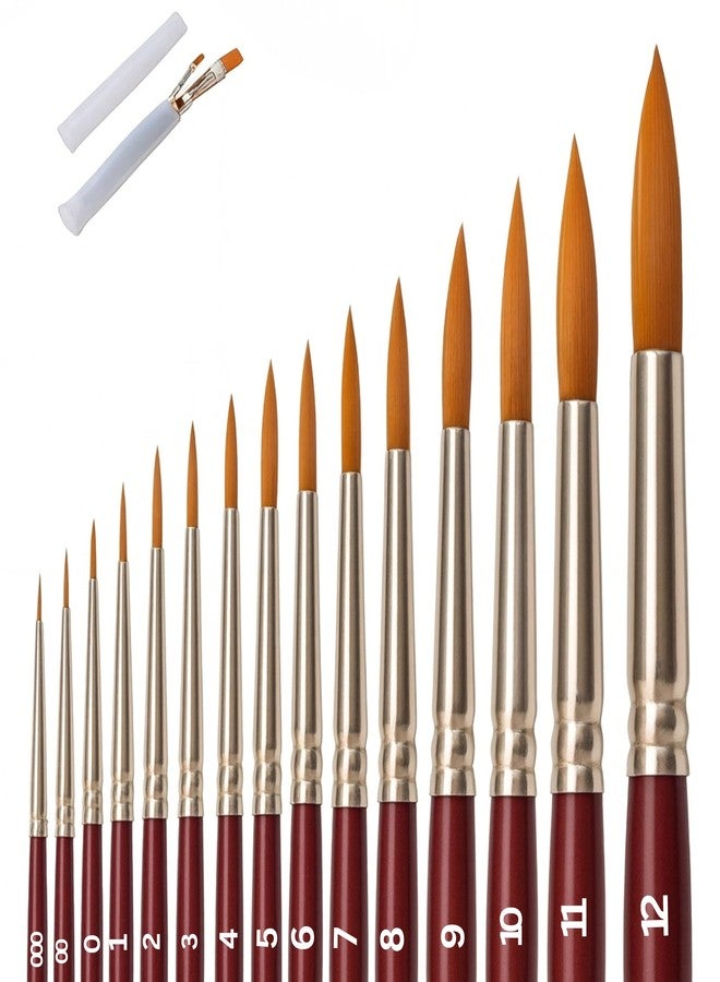 Camel Camlin Kokuyo Gold Synthetic Round Paint Brush Set, Series 66, Pack of 15, Synthetic Taklon Bristle, Size- 000,00,0,1,2,3,4,5,6,7,8,9,10,11,12, with Brush Container, SGOLDR - Image 1
